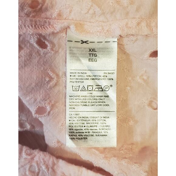 Old Navy XXL Blush Eyelet Blouse – Ruffle Sleeves, Button Front Cottagecore - Picture 6 of 7